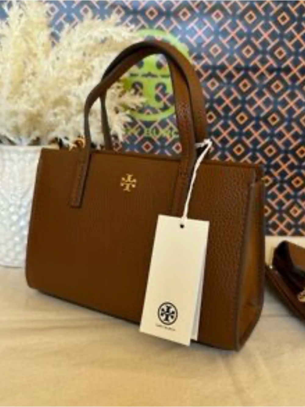 🔥NWT Tory Burch Blake Mini Tote in Cortado brown pebbled leather features gold🔥 - Picture 13 of 16